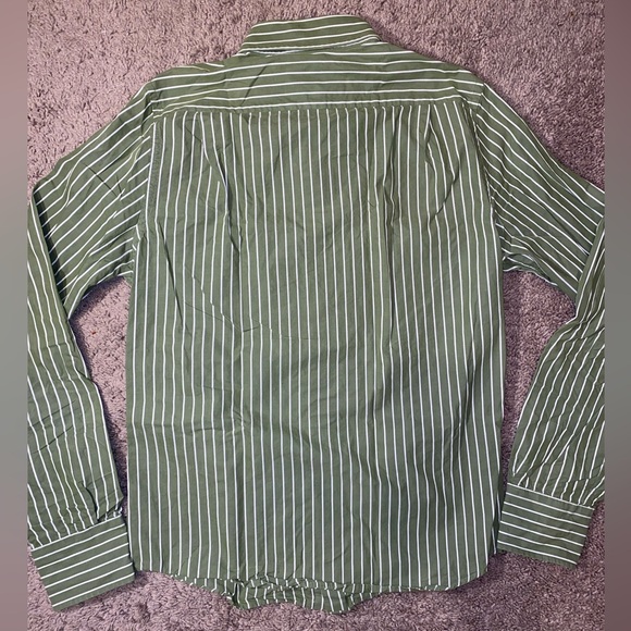 Abercrombie Fitch Muscle Button Up Down Green Work Dress Cotton Business Shirt - Picture 8 of 10